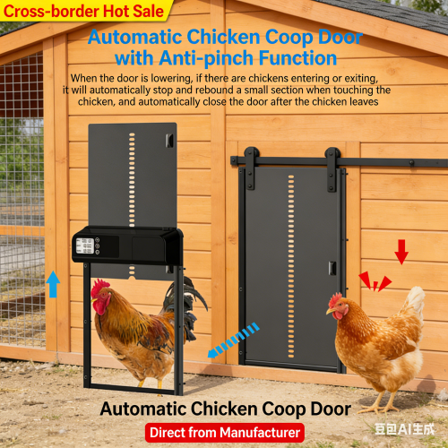 Hot-selling upgraded anti-pinch sensing pet door, solar-powered timed chicken coop door, remote control smart automatic door