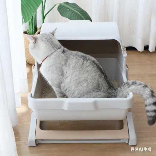 Cross-border dropshipping semi-automatic cat litter box, splash-proof, extra-large cat toilet